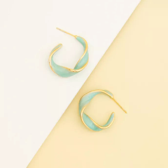 With a Twist Hoops in Mint Product Shot